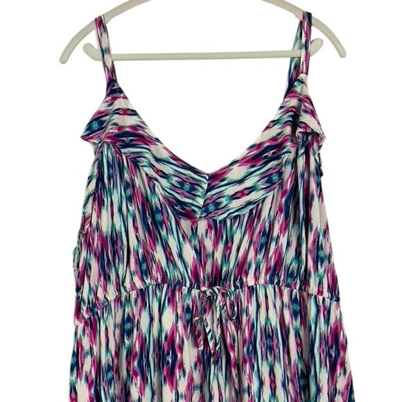 Torrid Ikat Ruffle Sundress, 100% Rayon, Size 5 (US 5X), Adjustable Straps - Picture 2 of 12